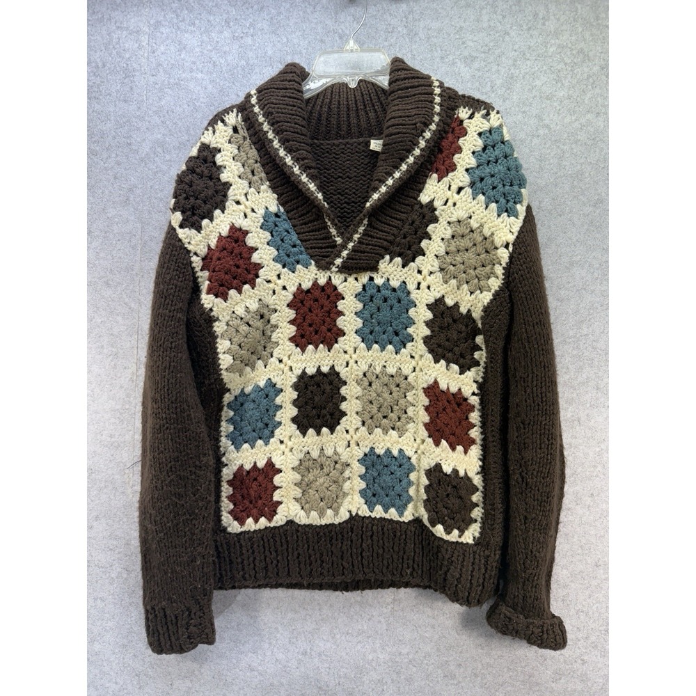 Vintage Granny Square Sweater Unisex Medium